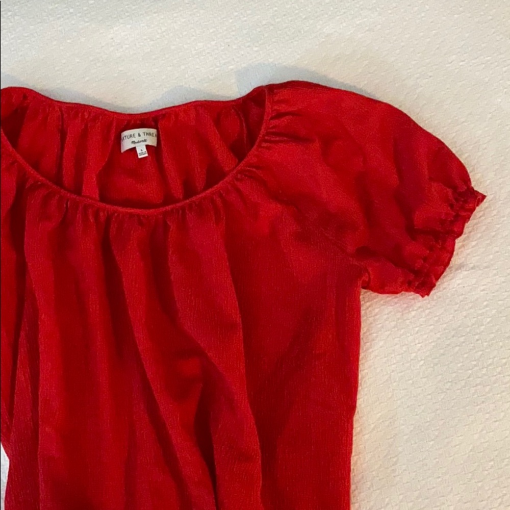 Red puff sleeve blouse